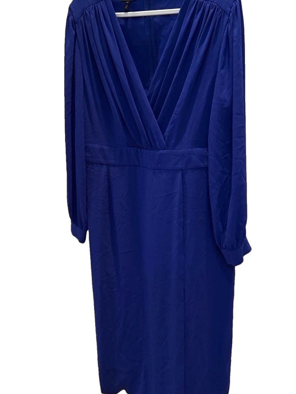 Escada Women's Cobalt Blue Long Sleeve V-Neck Midi Dress